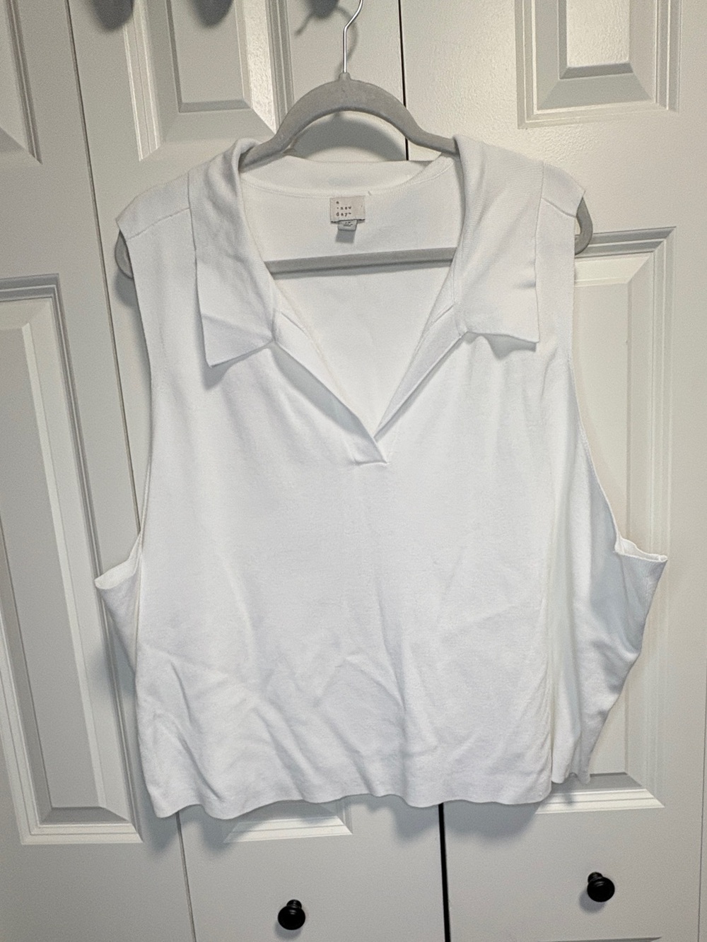 a new day White Sleeveless Polo Tank Top